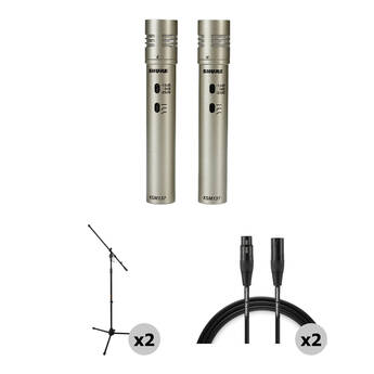 Shure KSM137/SL ST PAIR Cardioid Microphone Kit with Stands and Cables (Stereo Pair)