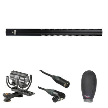 RODE NTG3B Moisture-Resistant Shotgun Microphone Kit with Shoe Shockmount, Windshield, and XLR Cable (Black)