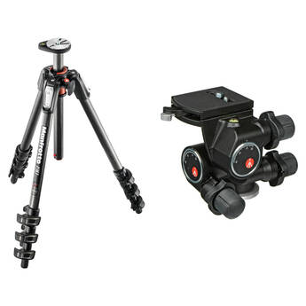 Manfrotto MT190CXPRO4 Carbon Fiber Tripod with 410 Junior Geared Head Kit
