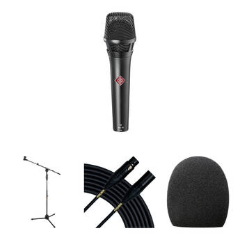 Neumann KMS 105 Live Vocal Mic Kit with Stand, Cable & Windscreen (Black)