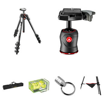 Manfrotto MT190CXPRO4 Carbon Fiber Tripod with 490 Center Ball Head and Accessories Kit