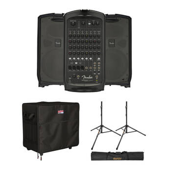 Fender Passport Venue Series 2 Portable Powered PA Kit with Travel Case, Speaker Stands, and Bag