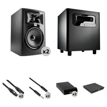 JBL 305P MkII - Studio Monitor Kit with Powered Subwoofer, Cables, and Isolation Pads