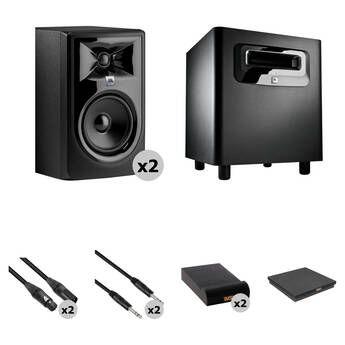 JBL 306P MkII - Studio Monitor Kit with Powered Subwoofer, Cables, and Isolation Pads