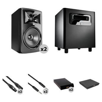 JBL 308P MkII - Studio Monitor Kit with Powered Subwoofer, Cables, and Isolation Pads