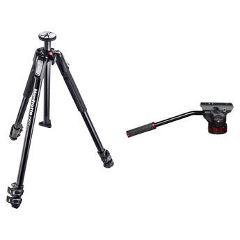 Manfrotto 502AH Video Head & MT190X3 Aluminum Tripod Kit