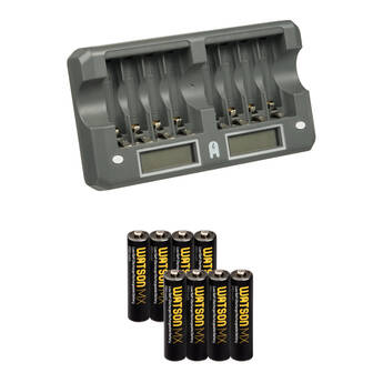 Watson MX AAA NiMH Batteries and 8-Bay Rapid Charger Kit
