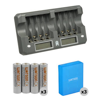 Watson 8-Bay Rapid Charger and AA NiMH Battery Kit with Case