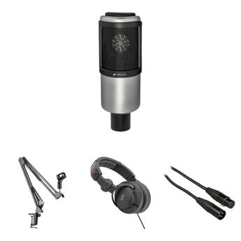 Polsen PCR-65 Cardioid Condenser Mic Broadcaster Kit with Suspension Arm, Headphones & Cable