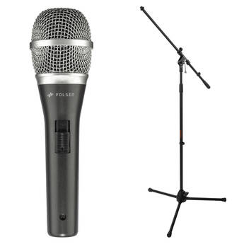 Polsen M-85 Professional Dynamic Handheld Microphone Kit with Stand and Cable (Dark Gray)
