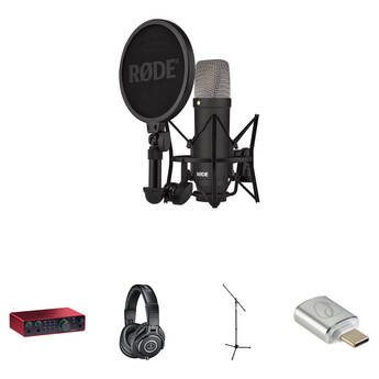 RODE NT1 Signature Series Microphone Recording Kit with Scarlett 2i2 Interface & Accessories (Black)