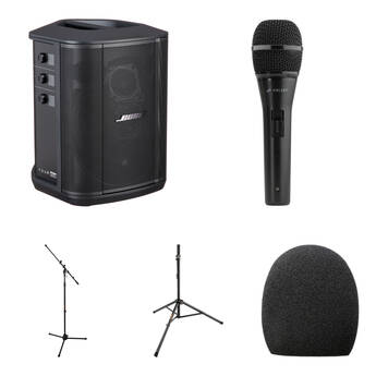 Bose S1 Pro+ Wireless PA Singer/Songwriter Bundle with Microphone and Stands
