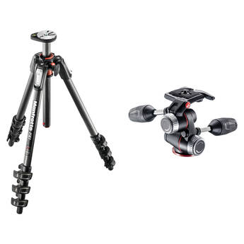 Manfrotto MT190CXPRO4 Carbon Fiber Tripod with MHXPRO-3W 3-Way Pan/Tilt Head Kit