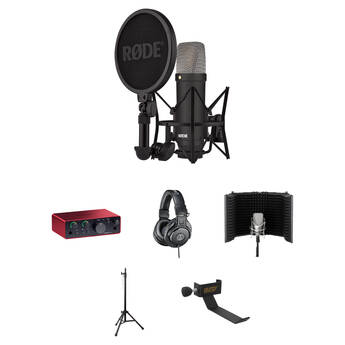 RODE NT1 Signature Series Microphone Recording Kit with Scarlett Solo Interface, Reflection Filter & Accessories (Black)