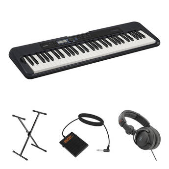 Casio CT-S300 61-Key Portable Keyboard Value Kit with Stand, Pedal, and Headphones (Black)