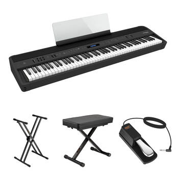 Roland FP-90X Value Bundle with Digital Piano, X-Stand, X-Bench, and Pedal (Black)