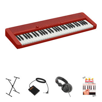 Casio CT-S1 61-Key Portable Digital Piano Essentials Kit (Red)