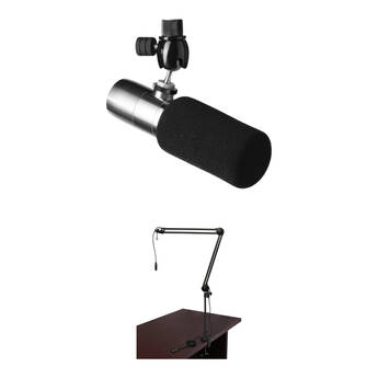 Earthworks ETHOS Broadcast Condenser Microphone with Foam Windscreen & Cabled Boom Arm Kit (Stainless Steel)