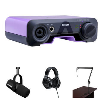 Shure MV7X Podcast XLR Microphone Kit with Apogee BOOM Interface, Broadcast Arm & Headphones