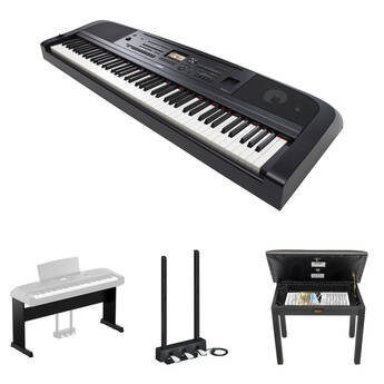 Yamaha DGX-670 Portable Digital Grand Piano Bundle with Stand, Pedals, and Bench (Black)