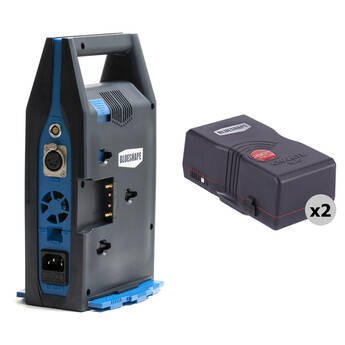 BLUESHAPE Dual Charger with XLR Power Output and Two 290Wh Battery Kit (Gold Mount)