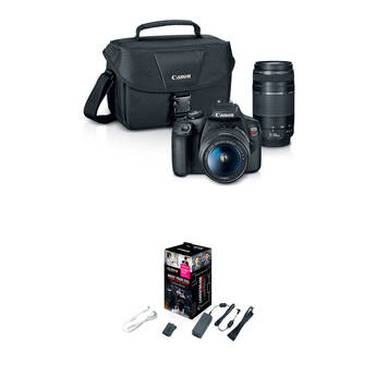Canon EOS Rebel T7 DSLR Camera with 18-55mm, 75-300mm Lenses & Webcam Starter Kit