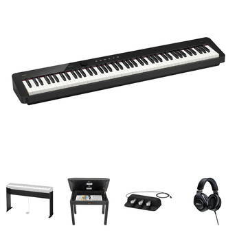 Casio Privia PX-S5000 88-Key Portable Digital Piano Kit with Stand, Bench, 3-Pedal Unit, and Headphones (Black)