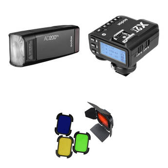 Godox AD200Pro Kit with X2 Trigger and Barndoors for FUJIFILM