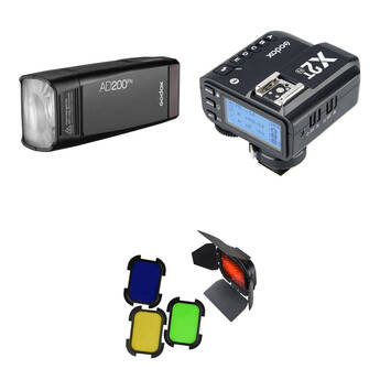 Godox AD200Pro Kit with X2 Trigger and Barndoors for Nikon