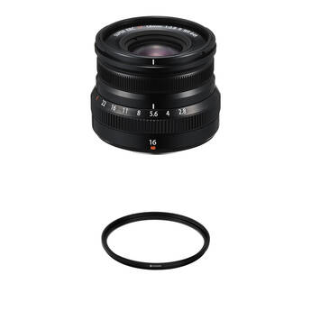 FUJIFILM XF 16mm f/2.8 R WR Lens with UV Filter Kit (Black)