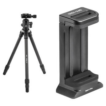 Oben CTT-1000L Carbon Fiber Tabletop Tripod and Oben SPA-1000 Arca-Type Smartphone Tripod Adapter Kit