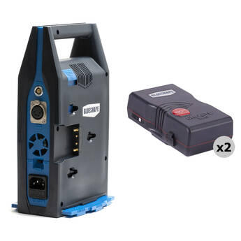 BLUESHAPE Dual Charger with XLR Power Output and Two 193Wh Battery Kit (Gold Mount)