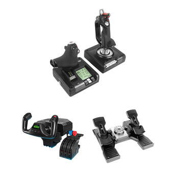 Logitech G Flight Yoke System Kit with Flight Rudder Pedals and X52 Professional H.O.T.A.S Throttle and Stick Simulation Controller