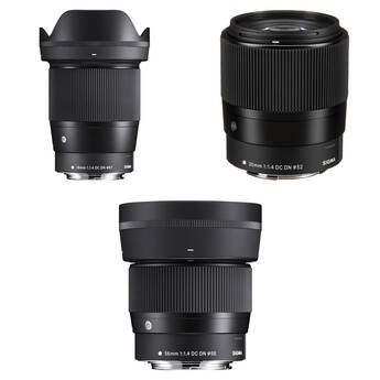 Sigma 16mm, 30mm, and 56mm f/1.4 DC DN Contemporary Lenses Kit (Canon EF-M)
