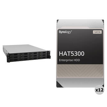 Synology 144TB RackStation RS3621xs+ 12-Bay NAS Enclosure Kit (12 x 12TB)