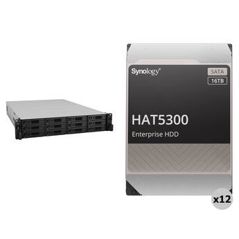 Synology 192TB RackStation RS3621xs+ 12-Bay NAS Enclosure Kit (12 x 16TB)