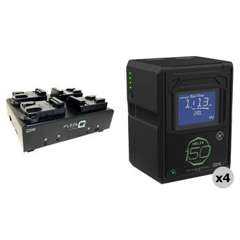 Core SWX 147Wh Helix Max 4-Battery + Fleet Quad Mini Charger Kit (V-Mount)
