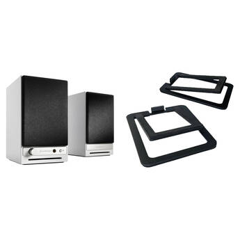 Audioengine HD3 Bluetooth Speaker System with DS1M Desktop Speaker Stands Kit (Hi-Gloss White, Pair)