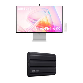 Samsung ViewFinity S9 27" 5K Webcam Monitor & 4TB T7 Shield Portable SSD Kit (Black)