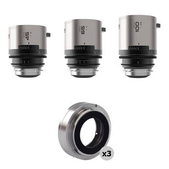 BLAZAR LENS Remus T2 Full Frame 1.5x Anamorphic 3-Lens Kit with 3 x EF Adapters & Case (ARRI PL, Amber Flare)