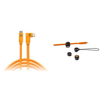 Tether Tools TetherPro USB-C Male to USB-C Male Cable with TetherGuard Camera & Cable Support Kit (15', Orange)