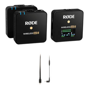 RODE Wireless GO II 2-Person Compact Digital Wireless Microphone System/Recorder with Lightning Cable for iOS Kit (2.4 GHz, Black)
