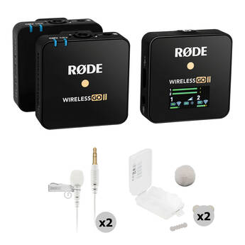 RODE Wireless GO II 2-Person Wireless Microphone System/Recorder with Lavalier GO Mics & Outdoor Kits (2.4 GHz, White)