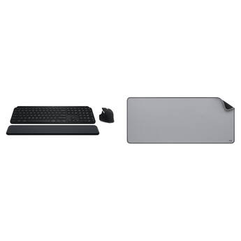 Logitech MX Keys S Wireless Keyboard and Mouse Combo with Studio Desk Mat Kit (Black / Mid Gray)