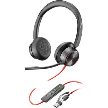 Poly Blackwire 8225 Stereo USB-C Headset with USB-C to USB-A Adapter