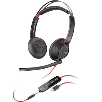 Poly Blackwire 5220 Stereo USB-C Headset with USB-C to USB-A Adapter