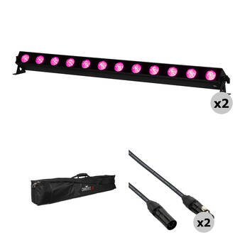 American DJ UBL12H RGBAL+UV Linear Light Bar Kit with Bag and DMX Cables (2-Pack)