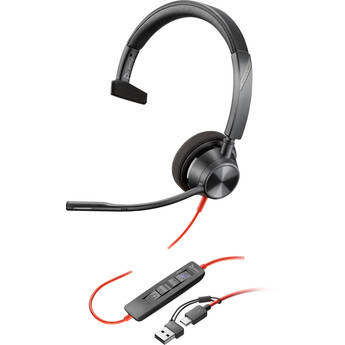 Poly Blackwire 3310 Mono USB-C Headset with USB-C to USB-A Adapter (Microsoft Teams Certified)