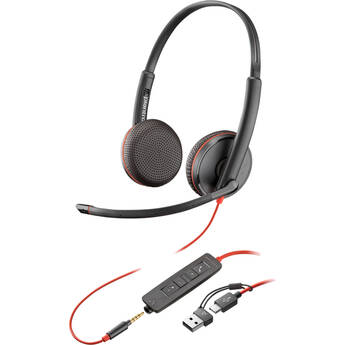 Poly Blackwire 3225 Stereo USB-C Headset with USB-C to USB-A Adapter