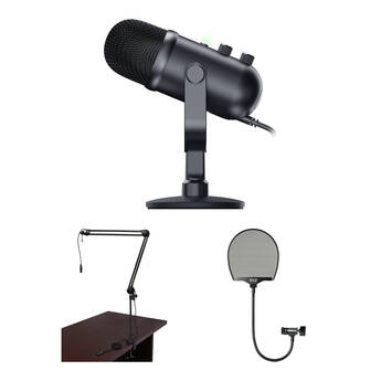 Razer Seiren V2 Pro USB Mic with Broadcast Arm and Pop Filter Kit